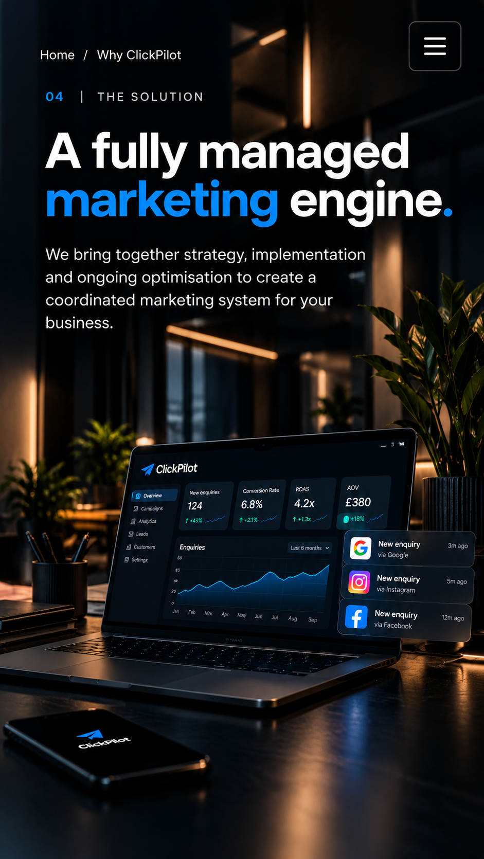Strategy, implementation and ongoing optimisation create a coordinated marketing system for your business.