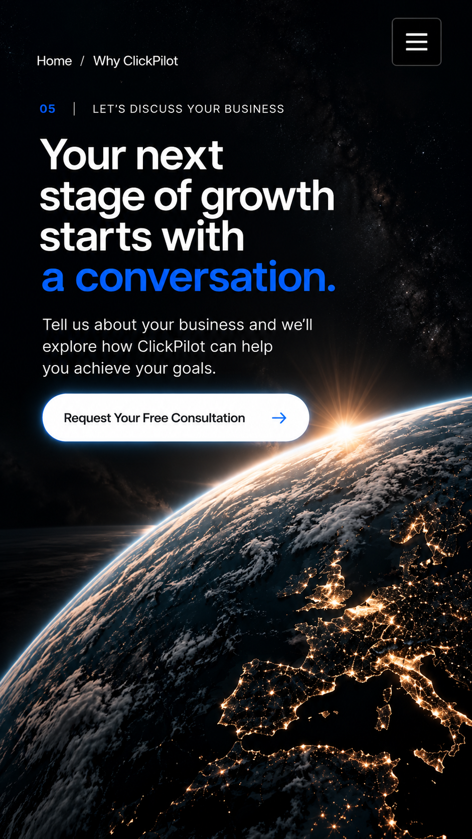 Your next stage of growth starts with a conversation. Tell us about your business and we will explore how ClickPilot can help you achieve your goals.